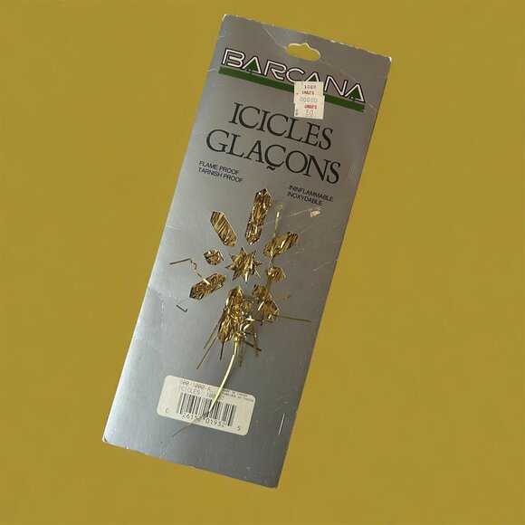 NEW Vintage 90s Barcana Icicles Garland Tinsel Gold Christmas Tree Decor New - Picture 1 of 8